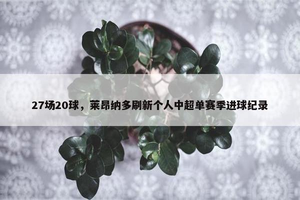 27场20球，莱昂纳多刷新个人中超单赛季进球纪录