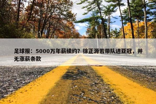 足球报：5000万年薪续约？徐正源若带队进亚冠，并无涨薪条款