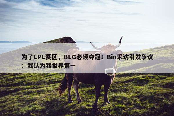 为了LPL赛区，BLG必须夺冠！Bin采访引发争议：我认为我世界第一