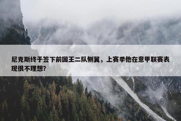 尼克斯终于签下前国王二队侧翼，上赛季他在意甲联赛表现很不理想？