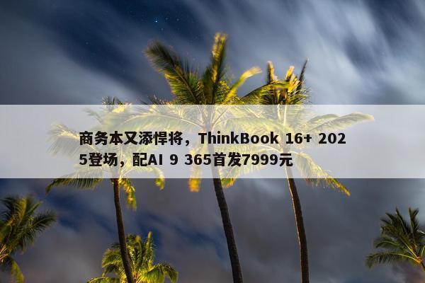 商务本又添悍将，ThinkBook 16+ 2025登场，配AI 9 365首发7999元