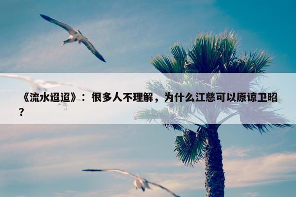 《流水迢迢》：很多人不理解，为什么江慈可以原谅卫昭？