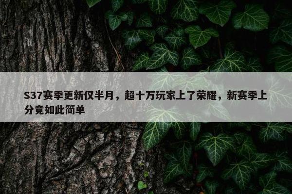 S37赛季更新仅半月，超十万玩家上了荣耀，新赛季上分竟如此简单