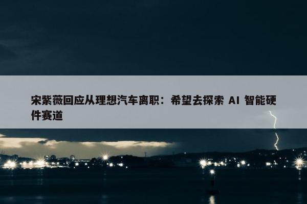 宋紫薇回应从理想汽车离职：希望去探索 AI 智能硬件赛道