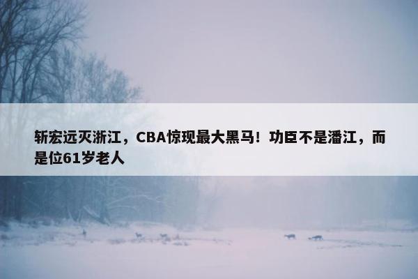 斩宏远灭浙江，CBA惊现最大黑马！功臣不是潘江，而是位61岁老人