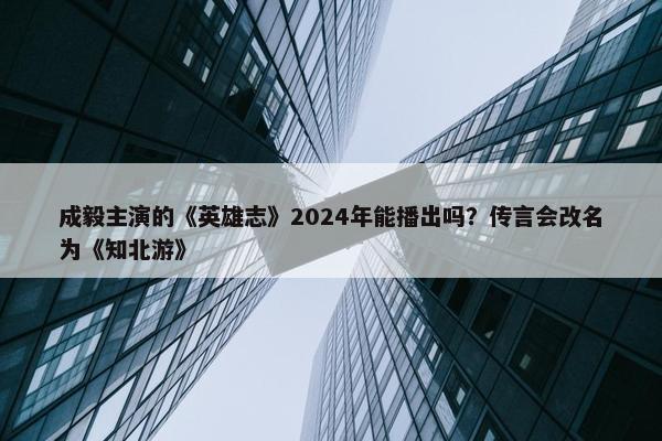 成毅主演的《英雄志》2024年能播出吗？传言会改名为《知北游》