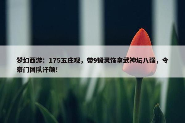 梦幻西游：175五庄观，带9锻灵饰拿武神坛八强，令豪门团队汗颜！