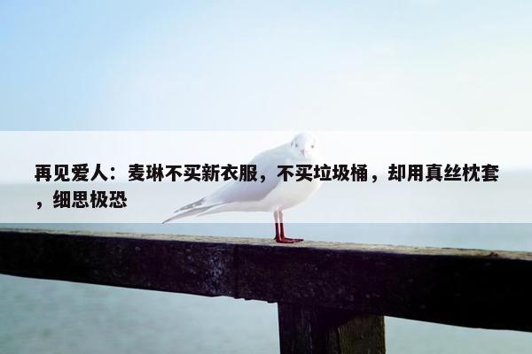 再见爱人：麦琳不买新衣服，不买垃圾桶，却用真丝枕套，细思极恐