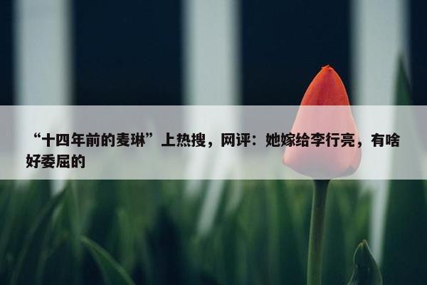 “十四年前的麦琳”上热搜，网评：她嫁给李行亮，有啥好委屈的