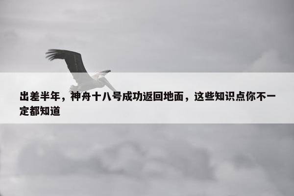 出差半年，神舟十八号成功返回地面，这些知识点你不一定都知道