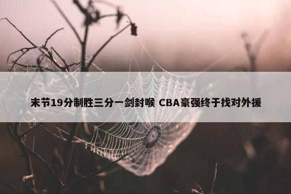 末节19分制胜三分一剑封喉 CBA豪强终于找对外援