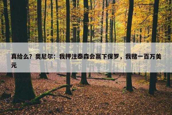 真给么？奥尼尔：我押注泰森会赢下保罗，我赌一百万美元