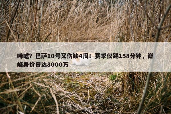 唏嘘？巴萨10号又伤缺4周！赛季仅踢158分钟，巅峰身价曾达8000万