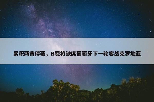 累积两黄停赛，B费将缺席葡萄牙下一轮客战克罗地亚