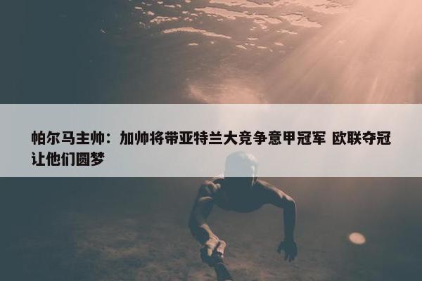 帕尔马主帅：加帅将带亚特兰大竞争意甲冠军 欧联夺冠让他们圆梦