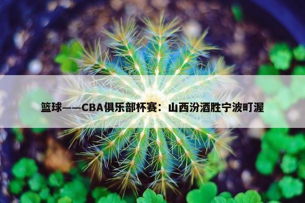 篮球——CBA俱乐部杯赛：山西汾酒胜宁波町渥