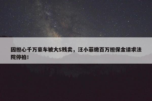 因担心千万豪车被大S贱卖，汪小菲缴百万担保金请求法院停拍！