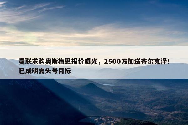 曼联求购奥斯梅恩报价曝光，2500万加送齐尔克泽！已成明夏头号目标