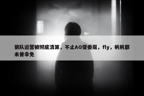 狼队运营被彻底清算，不止AG受委屈，fly，帆帆都未曾幸免