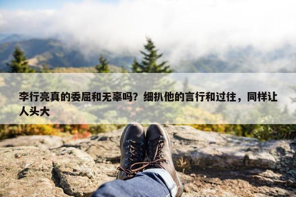 李行亮真的委屈和无辜吗？细扒他的言行和过往，同样让人头大