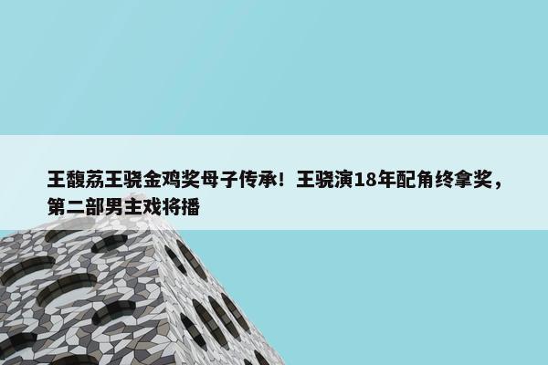 王馥荔王骁金鸡奖母子传承！王骁演18年配角终拿奖，第二部男主戏将播