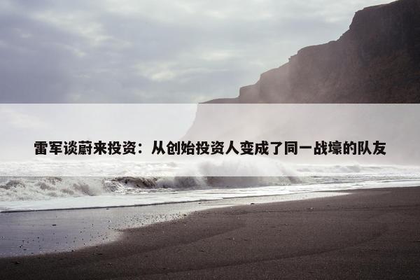 雷军谈蔚来投资：从创始投资人变成了同一战壕的队友