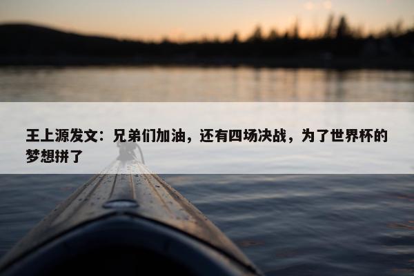 王上源发文：兄弟们加油，还有四场决战，为了世界杯的梦想拼了