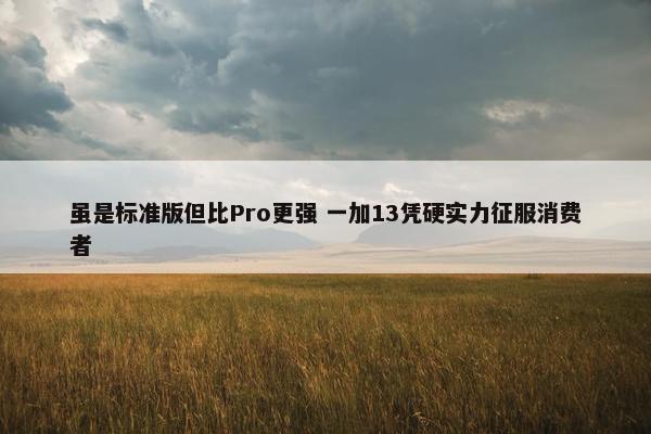 虽是标准版但比Pro更强 一加13凭硬实力征服消费者