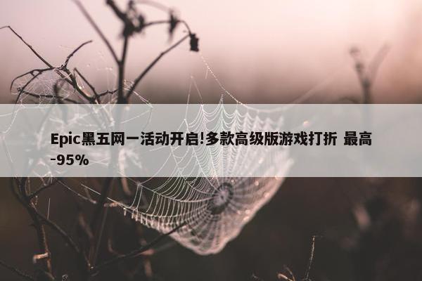 Epic黑五网一活动开启!多款高级版游戏打折 最高-95%