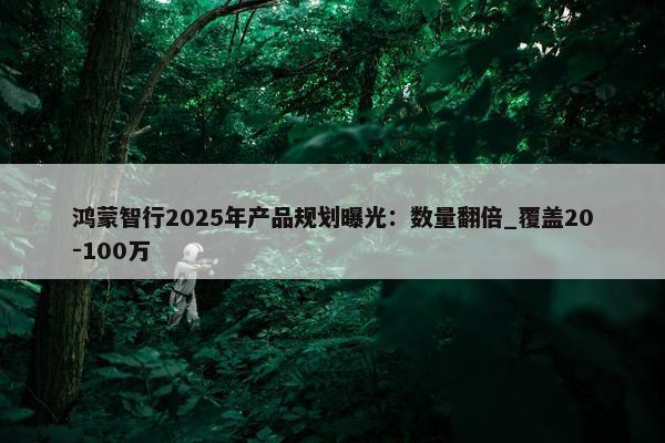 鸿蒙智行2025年产品规划曝光：数量翻倍_覆盖20-100万