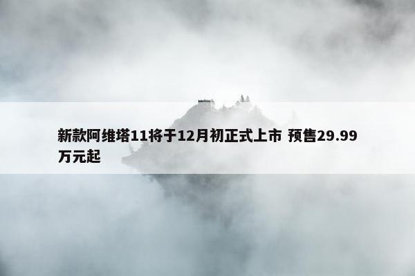 新款阿维塔11将于12月初正式上市 预售29.99万元起