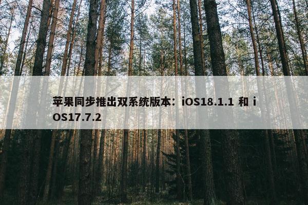 苹果同步推出双系统版本：iOS18.1.1 和 iOS17.7.2