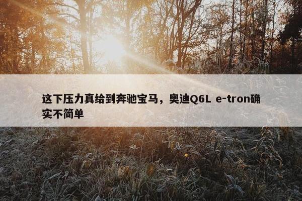 这下压力真给到奔驰宝马，奥迪Q6L e-tron确实不简单