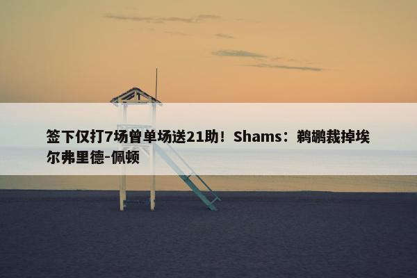 签下仅打7场曾单场送21助！Shams：鹈鹕裁掉埃尔弗里德-佩顿