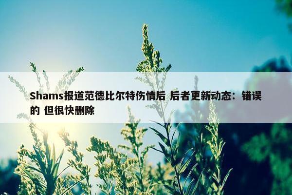 Shams报道范德比尔特伤情后 后者更新动态：错误的 但很快删除