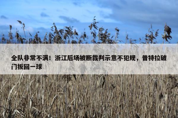 全队非常不满！浙江后场被断裁判示意不犯规，普特拉破门扳回一球