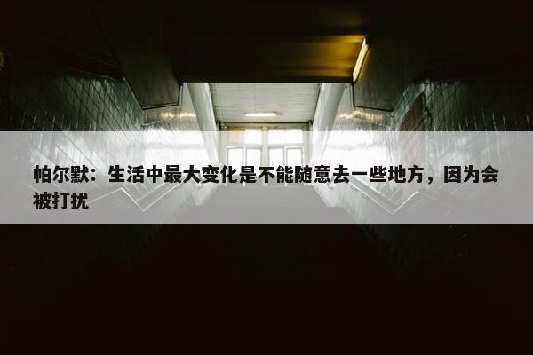 帕尔默：生活中最大变化是不能随意去一些地方，因为会被打扰