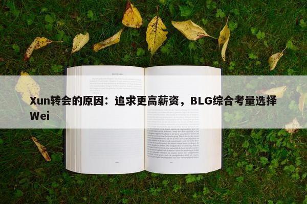 Xun转会的原因：追求更高薪资，BLG综合考量选择Wei