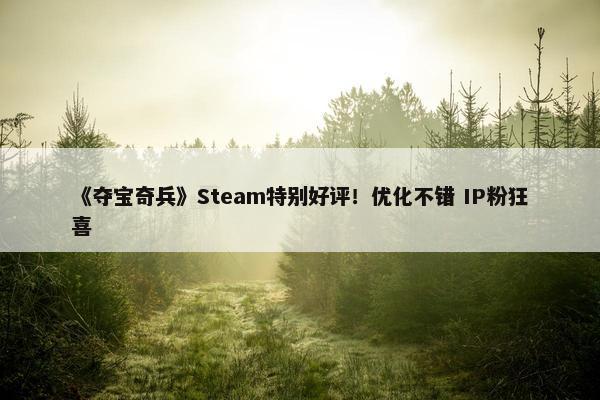 《夺宝奇兵》Steam特别好评！优化不错 IP粉狂喜