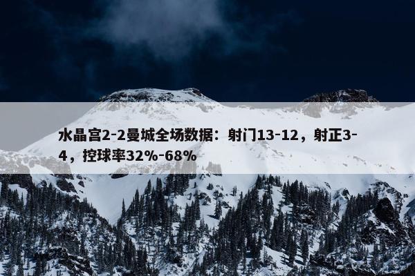 水晶宫2-2曼城全场数据：射门13-12，射正3-4，控球率32%-68%