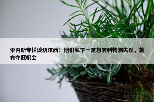 索内斯专栏谈切尔西：他们私下一定想若利物浦失误，就有夺冠机会