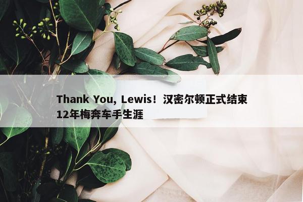 Thank You, Lewis！汉密尔顿正式结束12年梅奔车手生涯