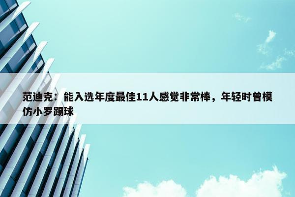 范迪克：能入选年度最佳11人感觉非常棒，年轻时曾模仿小罗踢球