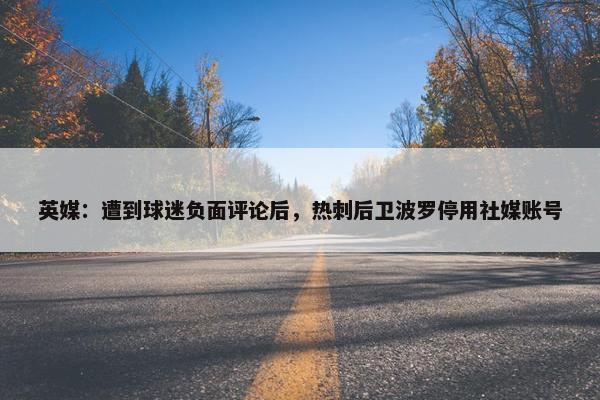 英媒：遭到球迷负面评论后，热刺后卫波罗停用社媒账号