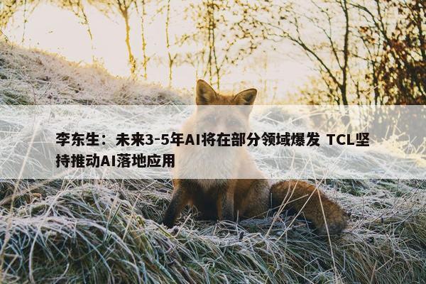 李东生：未来3-5年AI将在部分领域爆发 TCL坚持推动AI落地应用