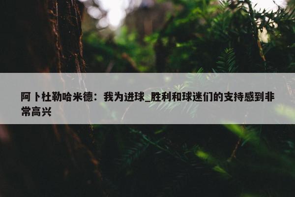 阿卜杜勒哈米德：我为进球_胜利和球迷们的支持感到非常高兴