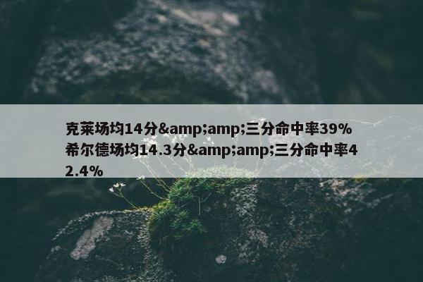 克莱场均14分&amp;三分命中率39% 希尔德场均14.3分&amp;三分命中率42.4%