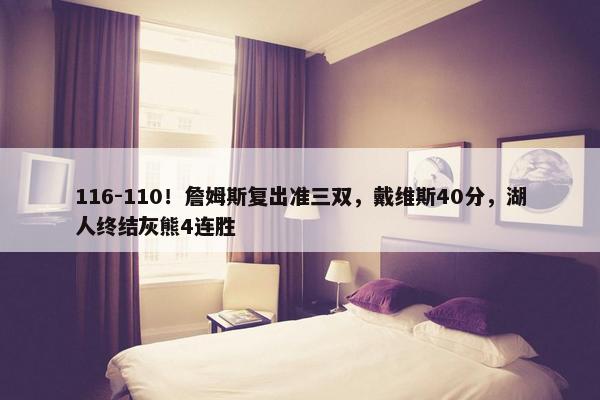 116-110！詹姆斯复出准三双，戴维斯40分，湖人终结灰熊4连胜