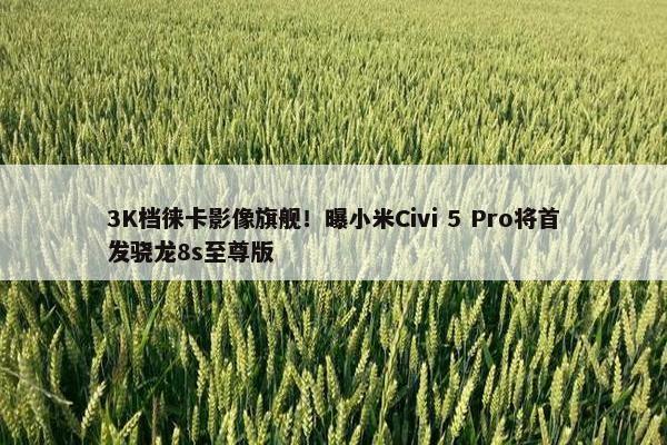 3K档徕卡影像旗舰！曝小米Civi 5 Pro将首发骁龙8s至尊版