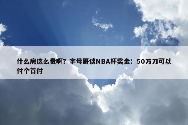 什么房这么贵啊？字母哥谈NBA杯奖金：50万刀可以付个首付